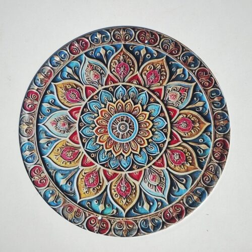 Kovová mandala světlá – 3D mandala na zeď