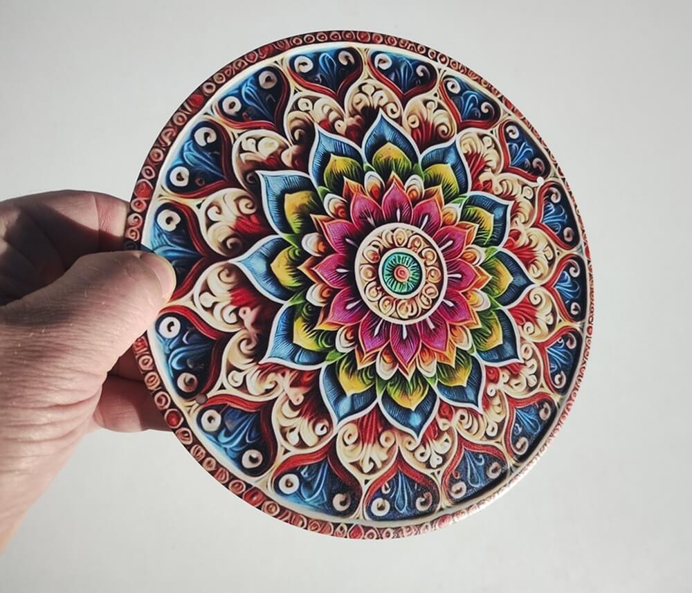 Kovová mandala tmavší – 3D mandala na zeď - Obrázek 2