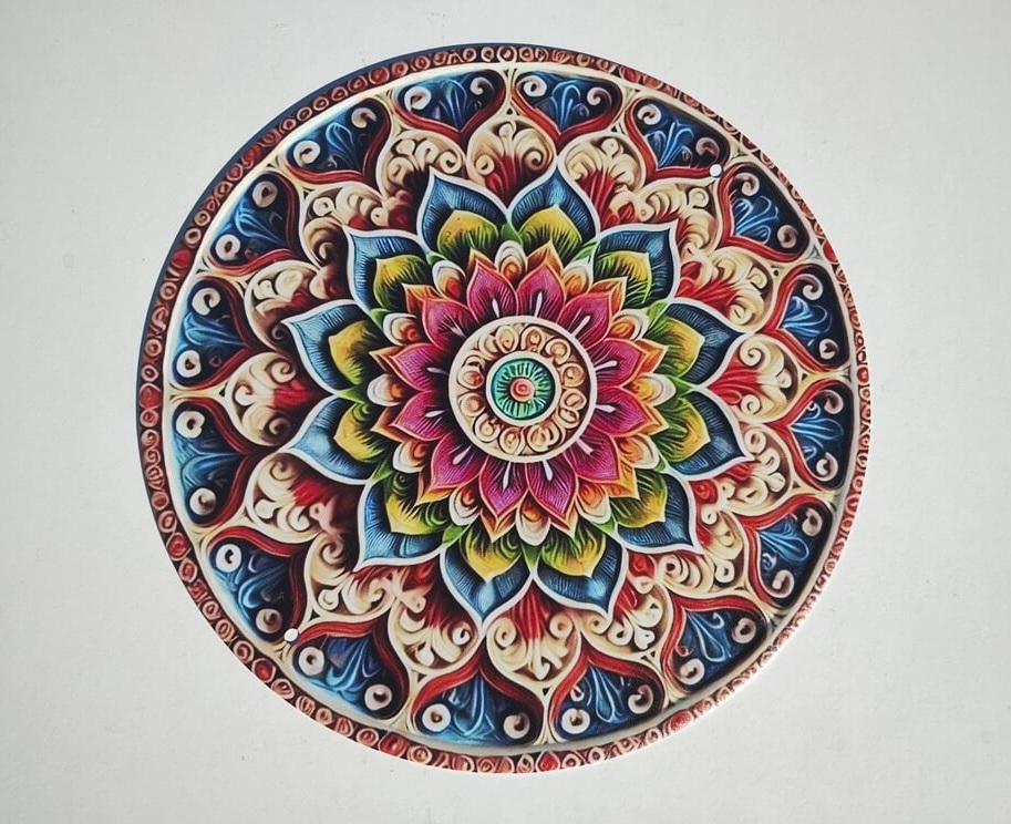 Kovová mandala tmavší – 3D mandala na zeď