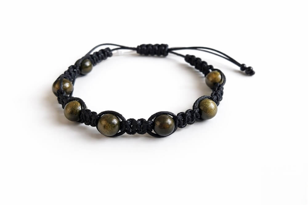 Macrame náramek se zlatým obsidiánem