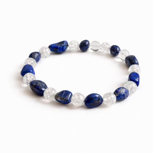 Náramek z minerálů lapis lazuli a pukaný křišťál